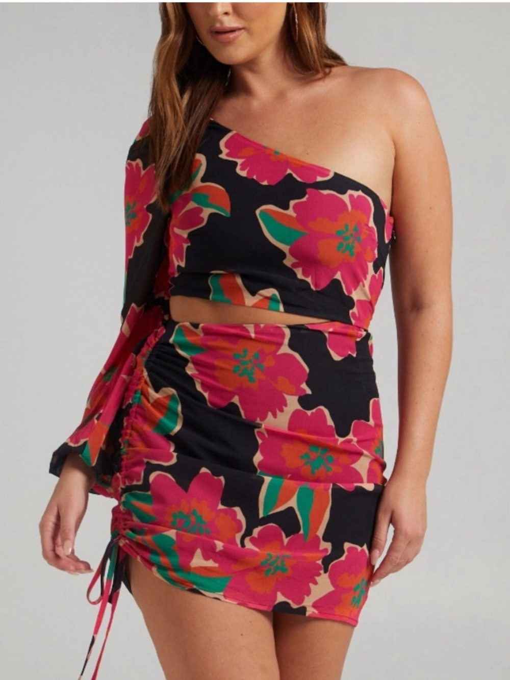 Runaway the label angel one shoulder floral dress size extra small